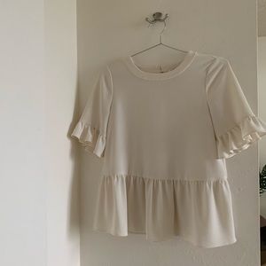 Kate Spade Linda ruffle peplum top in cream